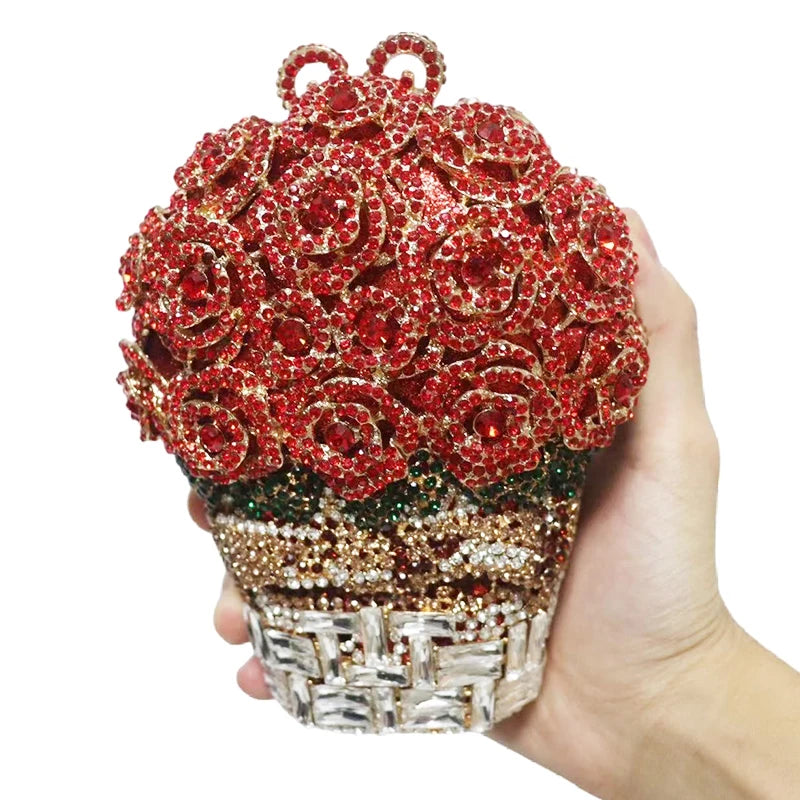 Luxury Crystal Flower Clutch