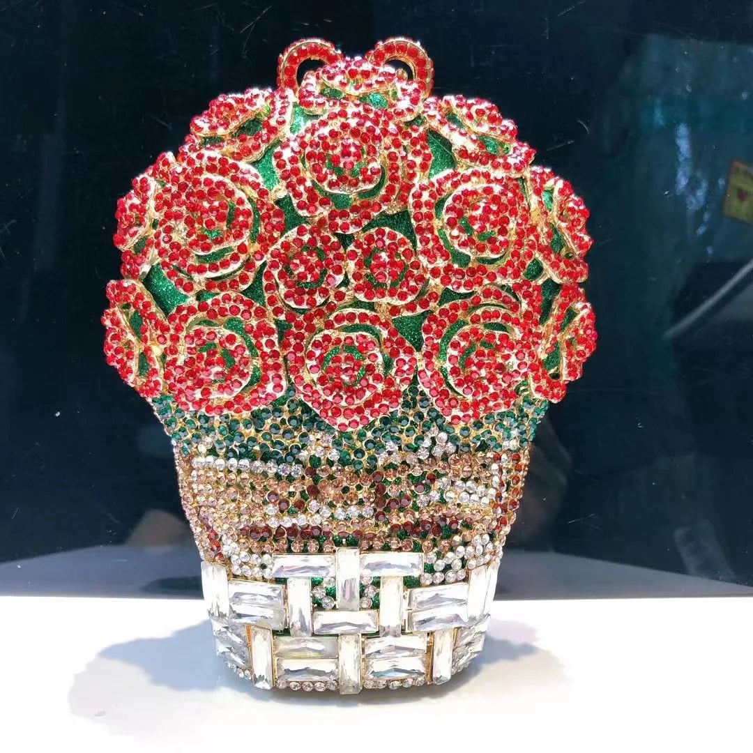 Luxury Crystal Flower Clutch