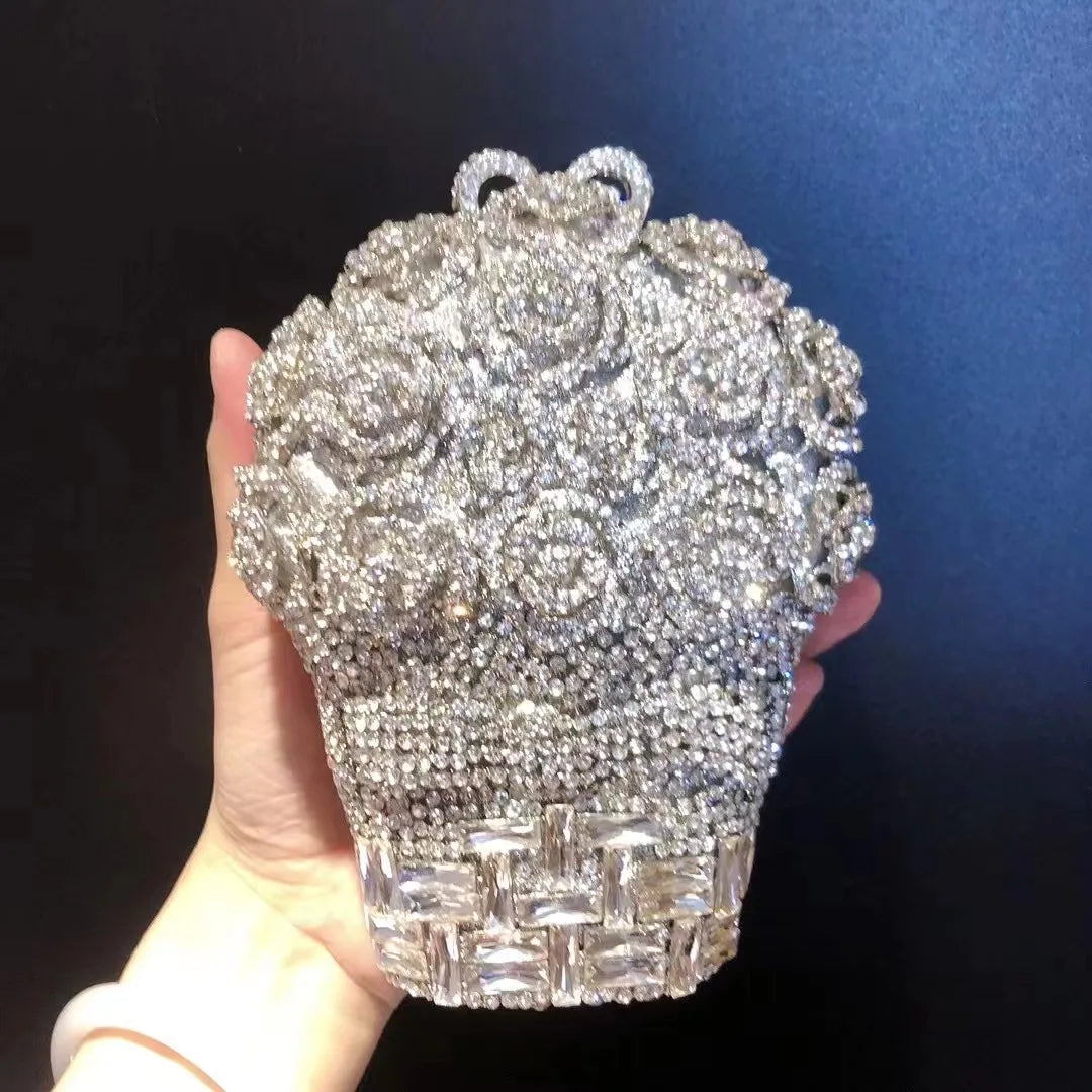 Luxury Crystal Flower Clutch
