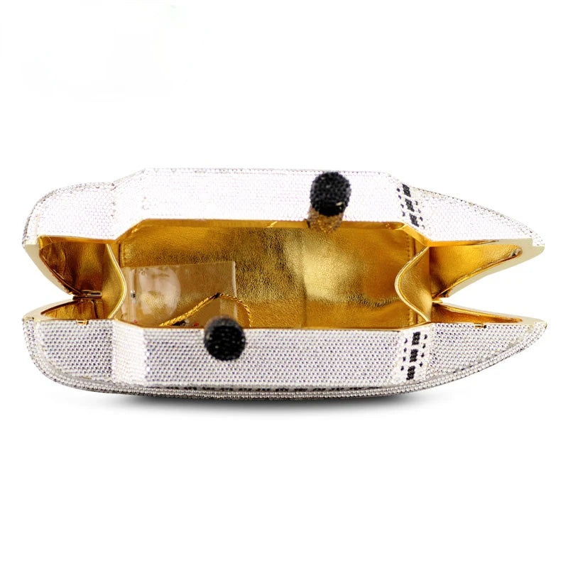 Women's Fashion 3D Ship Steamer Crystal Clutch