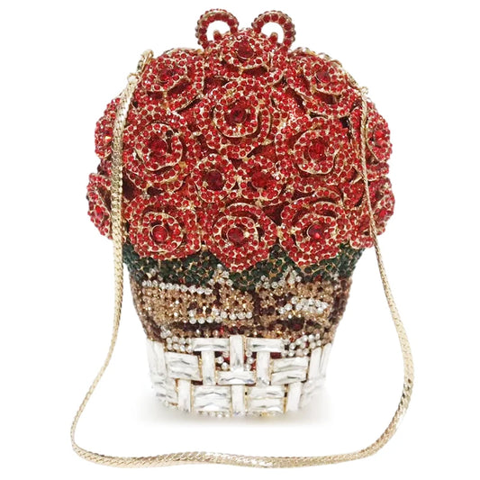 Luxury Crystal Flower Clutch