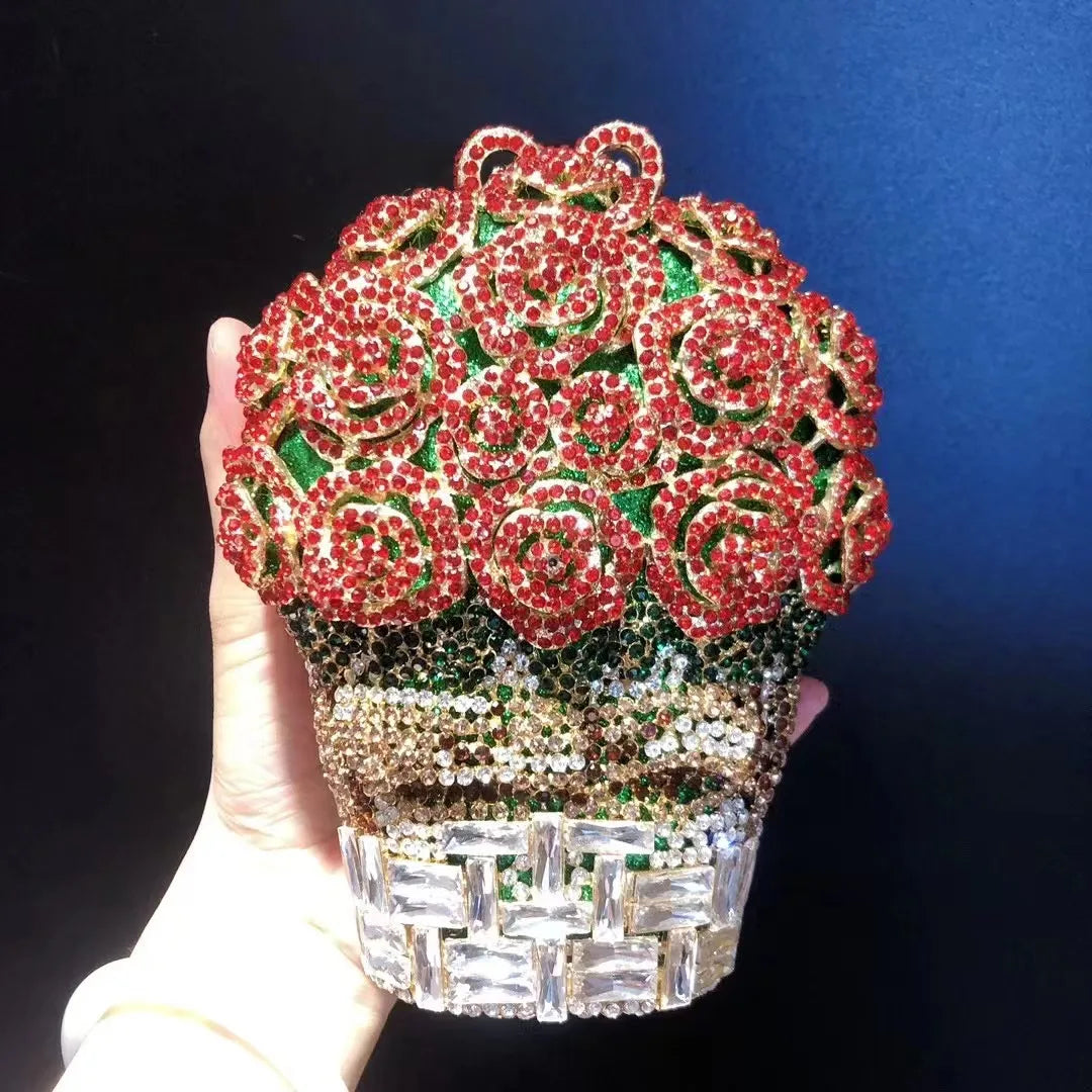 Luxury Crystal Flower Clutch