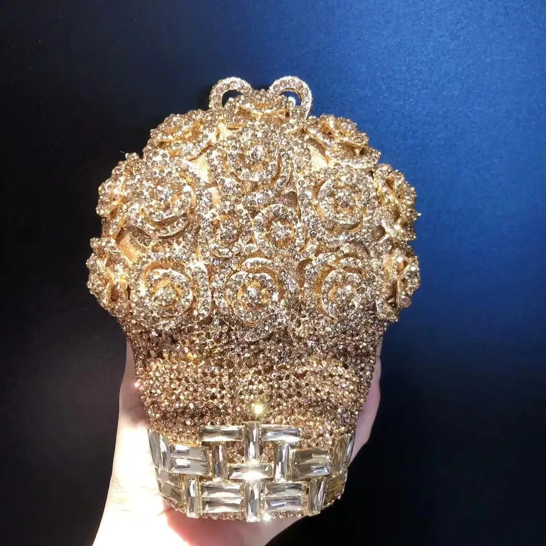 Luxury Crystal Flower Clutch
